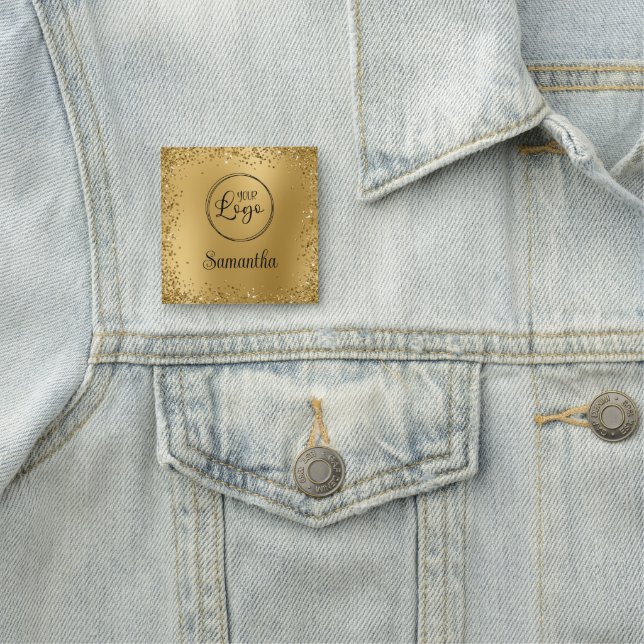 Gold Glitter-Rahmen-Logo mit Unschärfe Namensschild (Beispiel)