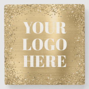 Gold Glitter-Rahmen und Folien-Logo Steinuntersetzer