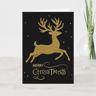 Gold Glitter Rentier Weihnachtskarte Karte