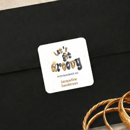 Gold Glitter Retro Let's Get Groovy 60. Geburtstag Quadratischer Aufkleber