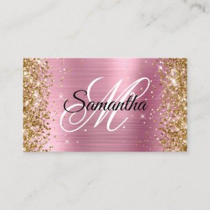 Gold Glitter Rosa Folie Fancy Monogramm Visitenkarte