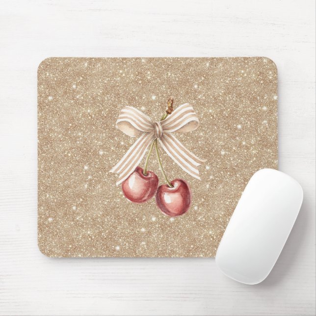 Gold Glitter Rote Kirschen Mousepad (Mit Mouse)