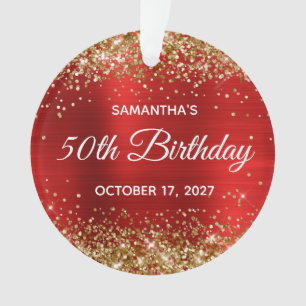 Gold Glitter Roter Folien 50. Geburtstag Ornament