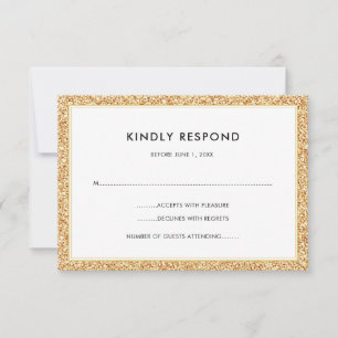 Gold Glitter RSVP Karte