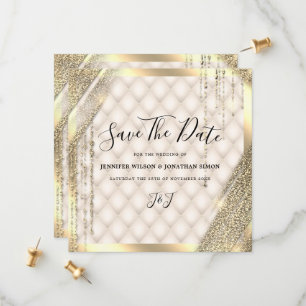 Gold Glitter Save the Date Elfenbein-Einladung