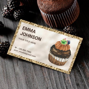 Gold Glitter Schokoladen Cupcake Konditor Bäckerei Visitenkarte