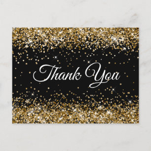Gold Glitter Schwarz 21. Geburtstag Danke Postkarte