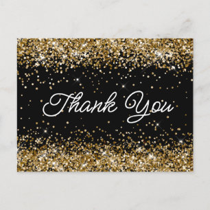 Gold Glitter Schwarz 21. Geburtstag Skript Danke Postkarte
