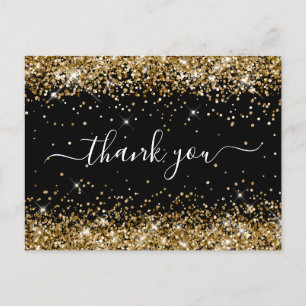 Gold Glitter Schwarz 40. Geburtstag Danke Postkarte