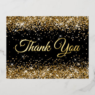 Gold Glitter Schwarz 50. Geburtstag Danke Folie Einladungspostkarte
