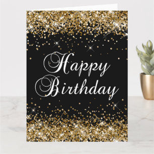 Gold Glitter Schwarz Alles Gute zum Geburtstag Gro Karte