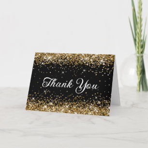 Gold Glitter Schwarz Dankeskarte