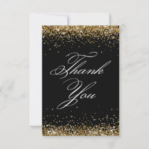 Gold Glitter Schwarz Elegant 40. Geburtstag Dankeskarte