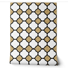 Gold Glitter Schwarz-Weiß geometrisches Vierblattm