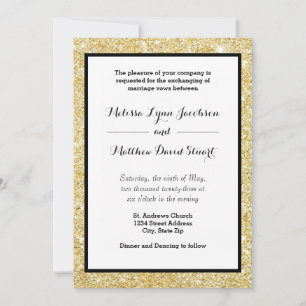 Gold Glitter & schwarzer Rahmen - Hochzeitseinladu Einladung