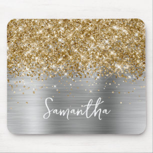 Gold Glitter Silber Glam Name Mousepad