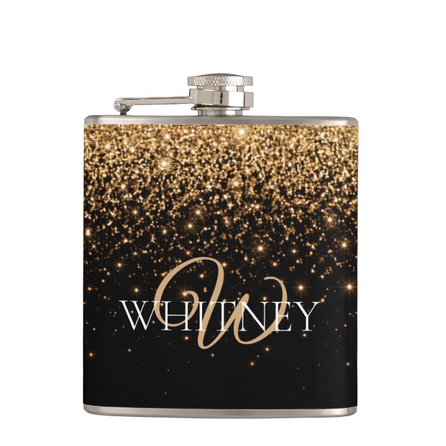 Gold Glitter Sparkle Elegant Luxury Texture        Flachmann (Vorderseite)