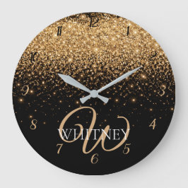 Gold Glitter Sparkle Elegant Luxury Texture Große Wanduhr