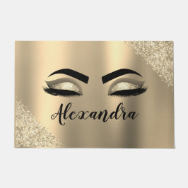 Gold Glitter Sparkle Eyelashes Monogram Name Fußmatte