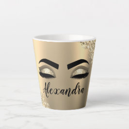 Gold Glitter Sparkle Eyelashes Monogram Name Milchtasse