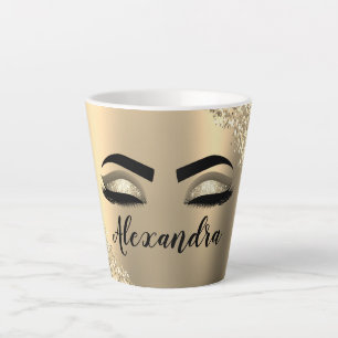 Gold Glitter Sparkle Eyelashes Monogram Name Milchtasse