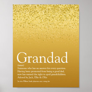 Gold Glitter Spaß Opa Opa Papa Definition Poster