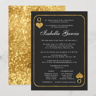 Gold Glitter Spielkarte   Las Vegas Quinceañera Einladung