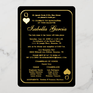 Gold Glitter Spielkarte Las Vegas Quinceañera Folieneinladung