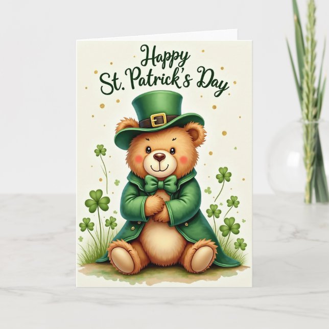 Gold Glitter St. Patrick's Day Karte (Vorderseite)