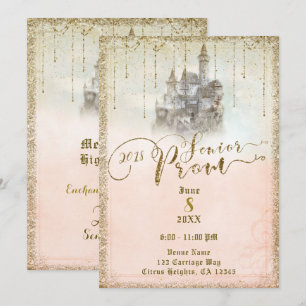 Gold Glitter Storybook Schloss Seniorbal 2018 Einladung