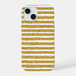 Gold Glitter Streifen iPhone 15 Hülle