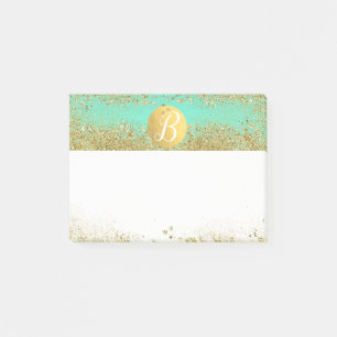 Gold Glitter & Teal Aqua Glam Benutzerdefiniertes  Post-it Klebezettel