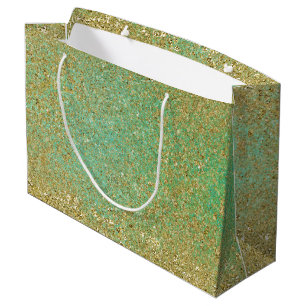 Gold Glitter Teal Aqua Glitzer Glamour Glanz Party Große Geschenktüte