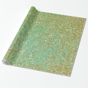 Gold Glitter Teal Aqua Mädchen Glamour Trendy Part Geschenkpapier