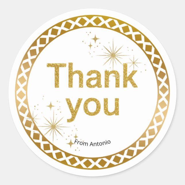 Gold Glitter “Thank You” Sticker (Vorderseite)