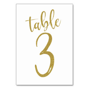 Gold Glitter Tisch Nummer 3 Tischnummer