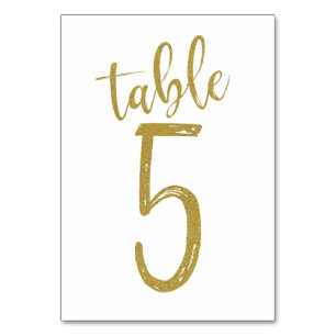 Gold Glitter Tisch Nummer 5 Tischnummer