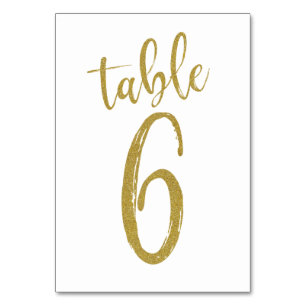 Gold Glitter Tisch Nummer 6 Tischnummer