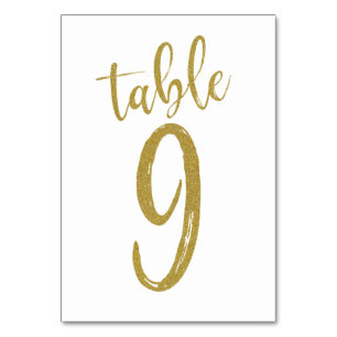 Gold Glitter Tisch Nummer 9 Tischnummer