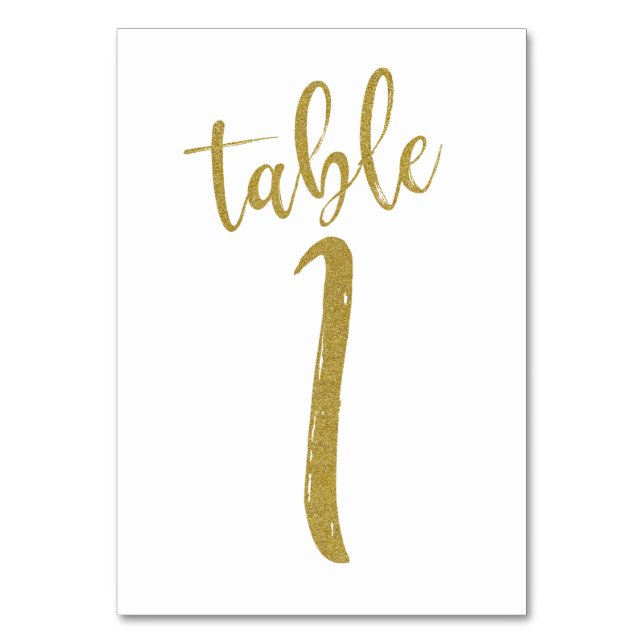Gold Glitter Tischnummer 1 (Vorderseite)