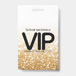 Gold Glitter trendy VIP Namensschild zum Umhängen  Ausweis