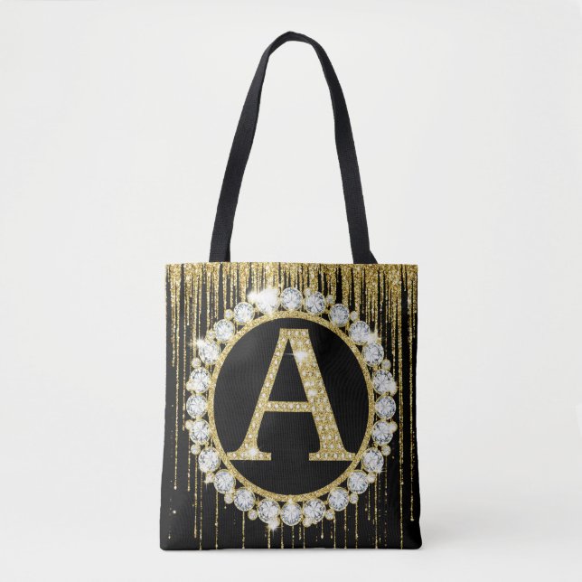 Gold Glitter Tropf Monogramm Anfangsbuchstabe Pers (Vorderseite)