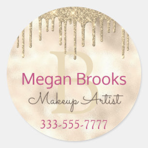 Gold Glitter Tropfen DIY Name Monogram Titel Fuchs Runder Aufkleber