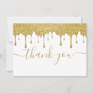 Gold Glitter Tropfen Moderne elegante Schrift Dankeskarte