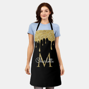 Gold Glitter Tropfen Monogramm Elegantes Mädchen-S Schürze