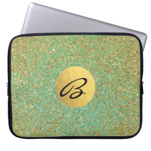 Gold Glitter Türkis Aqua Grün Glamourös Trendig Laptopschutzhülle