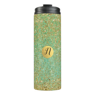 Gold Glitter Türkis Aqua Modern Glamour Trendig Thermosbecher