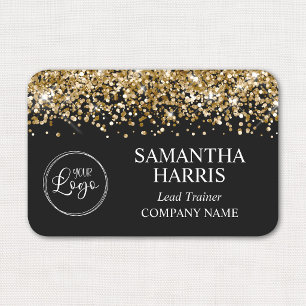 Gold Glitter und Black Logo Firma Namensschild