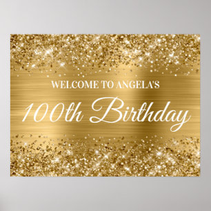 Gold Glitter und Folie 100. Geburtstag Willkommen Poster