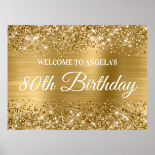Gold Glitter und Folie 80. Geburtstags-Willkommens Poster